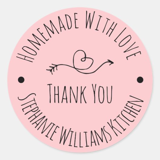 Sticker Rond Fait maison avec amour | Blush PinkThank You (Devant)