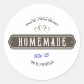 Sticker Rond Fait Maison Avec Amour Date Manuscrite (Devant)