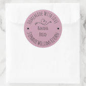 Sticker Rond Fait maison avec amour Dusty rose | Produits cuits (Sac)