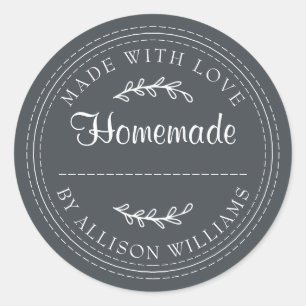 Sticker Rond Fait Maison Avec Amour Hors Noir