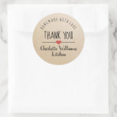 Sticker Rond Fait maison avec amour kraft merci classique rond  (Sac)