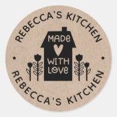 Sticker Rond Fait Maison Avec Amour Kraft Personnalisé (Devant)