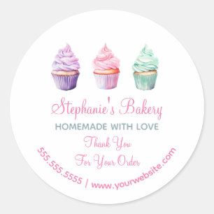 Sticker Rond Fait maison avec amour  Merci de boulangerie Cup C