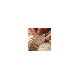 Sticker Rond Fait maison avec amour   Merci en papier Kraft