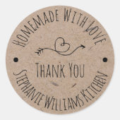Sticker Rond Fait maison avec amour | Merci en papier Kraft (Devant)