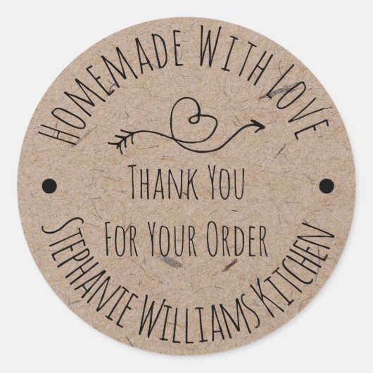 Sticker Rond Fait maison avec amour | Merci Pour Votre Commande (Devant)