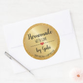 Sticker Rond Fait maison avec amour or parties scintillant vaca (Enveloppe)