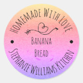 Sticker Rond Fait maison avec amour Rainbow Kraft Papier | Cuis (Devant)