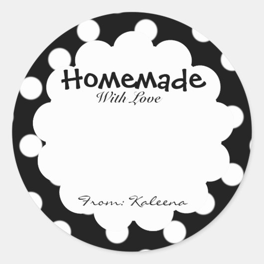Sticker Rond Fait Maison Avec Amour Retro Polka Dot (Devant)