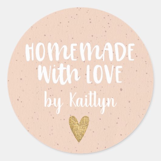 Sticker Rond Fait Maison Avec Amour Rose Bleu (Devant)