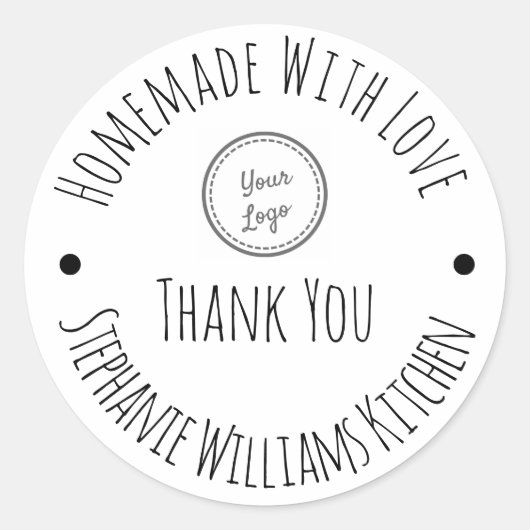 Sticker Rond Fait maison avec amour Votre logo Merci (Devant)
