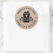 Sticker Rond Fait maison avec Love Kraft (Sac)