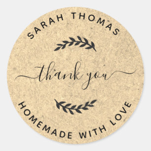 Sticker Rond Fait maison avec Merci d'amour Créez votre propre