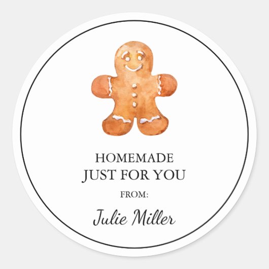 Sticker Rond Fait maison juste pour vous gingembre biscuits éti (Devant)