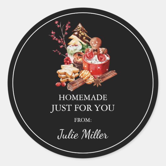Sticker Rond Fait maison juste pour vous Noël gâteries étiquett (Devant)