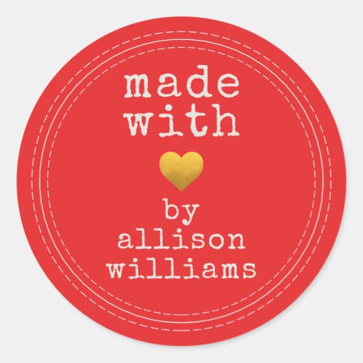 Sticker Rond Fait Moderne avec Amour Nom Personnalisé (Devant)