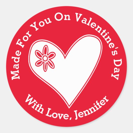 Sticker Rond Fait pour vous le jour de la Saint-Valentin (Devant)