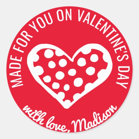 Sticker Rond Fait pour vous le jour de la Saint-Valentin (Devant)