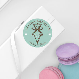 Sticker Rond Faite À La Main Avec Amour Boulangerie Moderne Sac