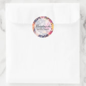 Sticker Rond Faite À La Main Avec Amour Glam Floral Roses tenda (Sac)