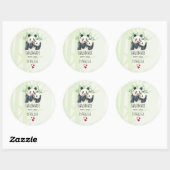 Sticker Rond Faite à la main avec amour mignonne Panda Ours Cud (Feuille)