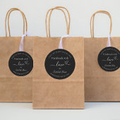 Sticker Rond Faite à la main avec amour noir blanc nom site