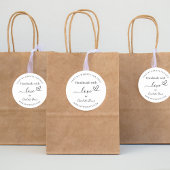 Sticker Rond Faite à la main avec amour noir blanc nom site