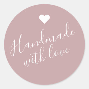 Sticker Rond Faite à la main moderne avec script d'amour coeur