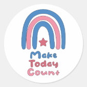 Sticker Rond Faites compter aujourd'hui le boho rose et bleu ar (Devant)
