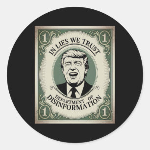 Sticker Rond "Faites confiance à personne" - Trump Banknote Par