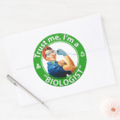 Sticker Rond Faites-moi confiance, je suis un "biologiste" logo (Enveloppe)
