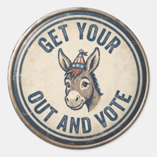 Sticker Rond Faites sortir votre derrière et votez Politique