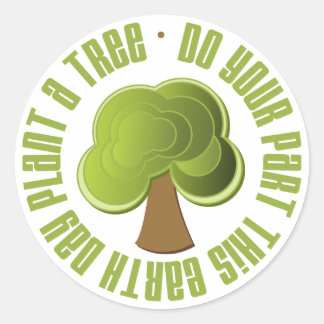 Sticker Rond Faites votre Plante  un Jour des terres d'arbre Te