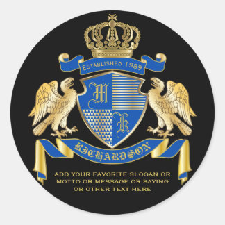 Sticker Rond Faites votre propre blouse d'armoiries d'aigle ble