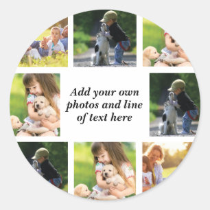 Sticker Rond Faites votre propre collage photo et texte
