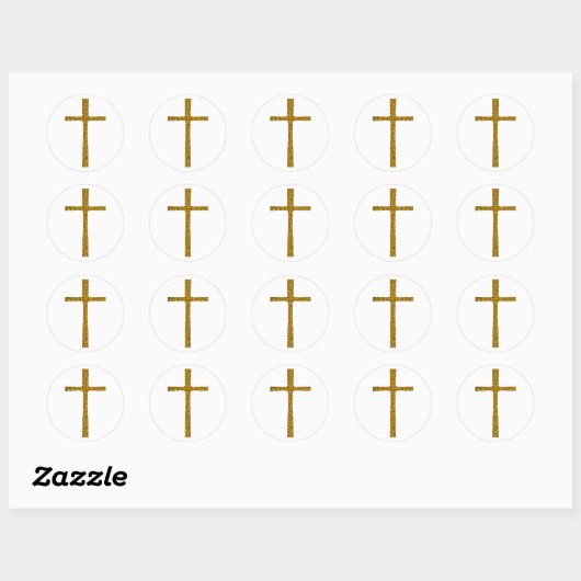 Sticker Rond Faith Cross Gold (Feuille)