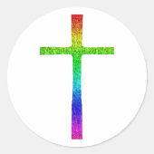 Sticker Rond Faith Cross Rainbow (Devant)