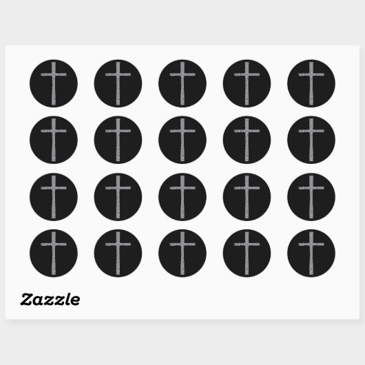 Sticker Rond Faith Cross Silver (Feuille)