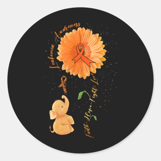 Sticker Rond Faith Hope combattre l'amour Eléphant Leucémie de  (Devant)