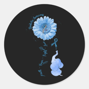 Sticker Rond Faith Hope Combattre l'amour Elephant Tournesol Di