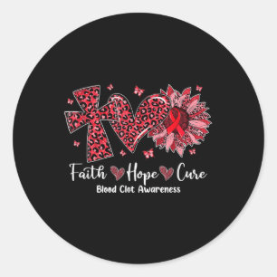 Sticker Rond Faith Hope Cure Tournesol léopard Clot de sang