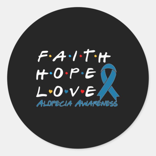 Sticker Rond Faith Hope Love Alopecia Awareness 2 (Devant)