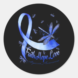 Sticker Rond Faith Hope Love Alopecia Awareness Dragonfly