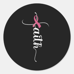 Sticker Rond Faith Hope Love Cancer du sein Sensibilisation chr