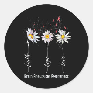 Sticker Rond Faith Hope Love Cerveau Aneurysme Sensibilisation
