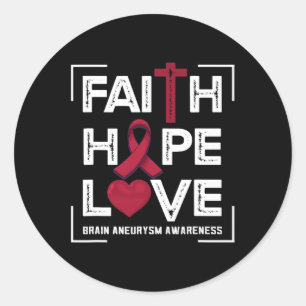 Sticker Rond Faith Hope Love Cerveau Aneurysme Sensibilisation 