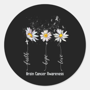 Sticker Rond Faith Hope Love Cerveau Cancer Sensibilisation Che
