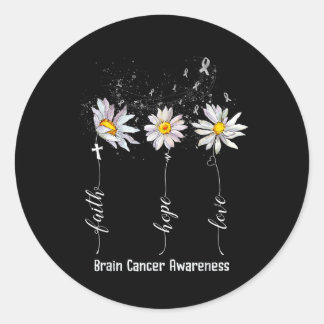 Sticker Rond Faith Hope Love Cerveau Cancer Sensibilisation Che