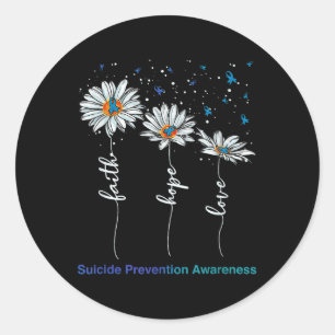 Sticker Rond Faith Hope Love Daisy Prévention du suicide Sensib