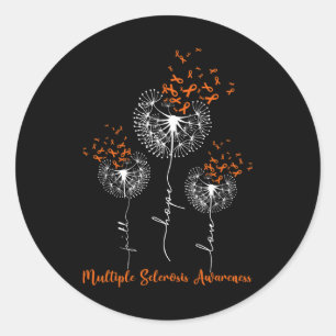 Sticker Rond Faith Hope Love Dandelion Multiple Sclerosis Aware